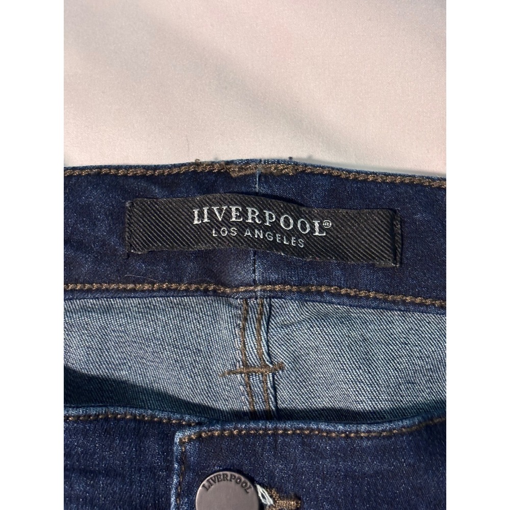 Liverpool Los Angeles The Crop Jeans Petite 12/31 Indigo Dark Wash Cuffed Denim - Picture 4 of 7